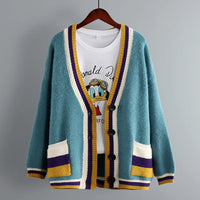 Colorful V-Neck Knitted Short Cardigan