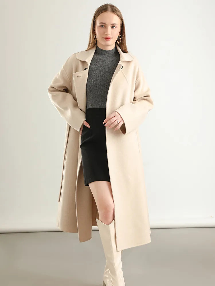 A-Line Pure Wool Belted Trench Coat