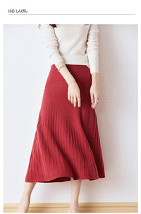 Wool Knitted High Waist A-Line Skirt