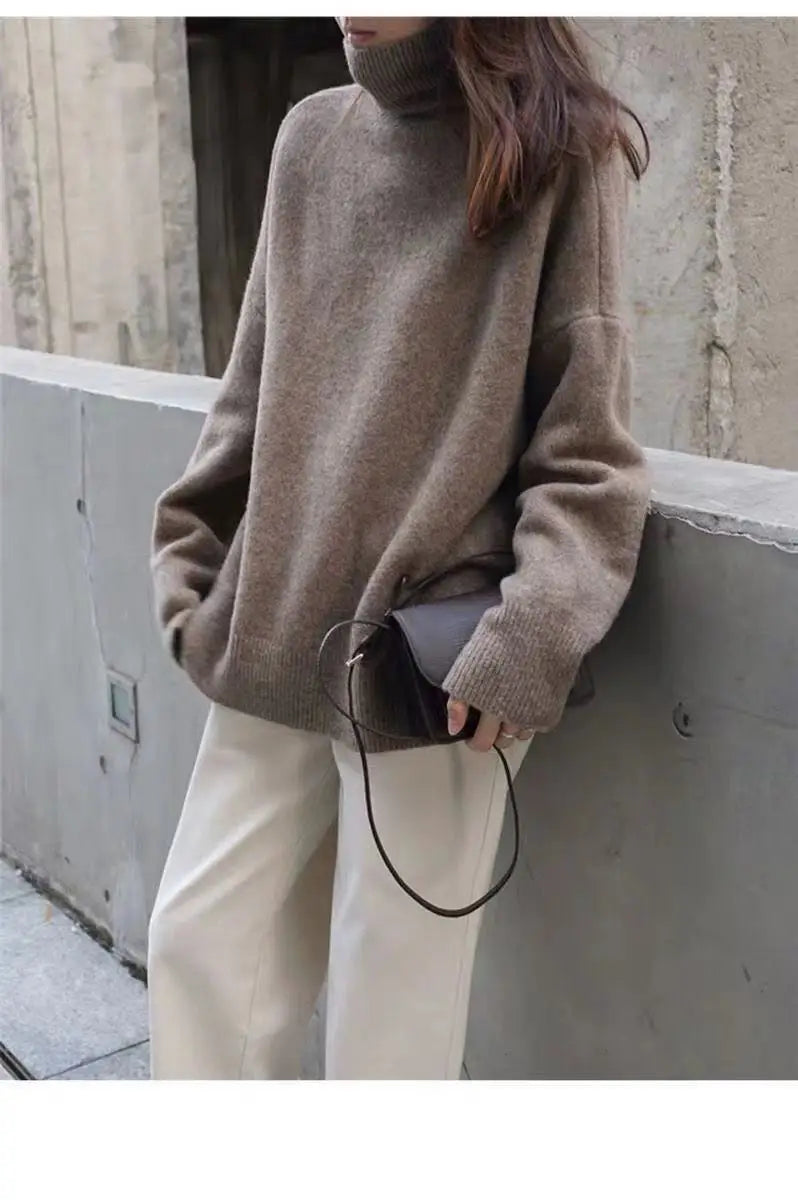 Turtleneck Loose  Wool Sweater