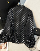 Elegant Plus Size Polka Dot Long Sleeve Shirt
