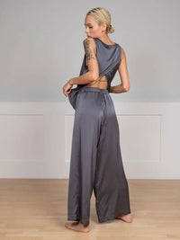 Sleeveless Crossed Back Vest & Loose Trousers Pajama Set