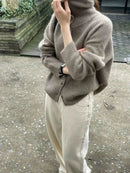 High Neck Pure Wool Short Cardigan