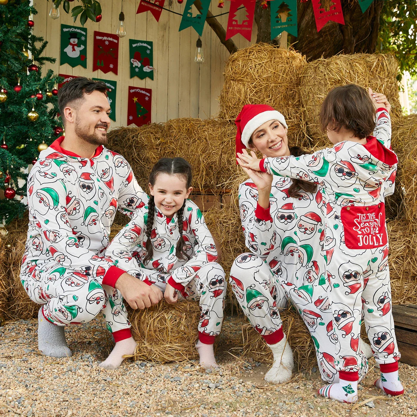 Christmas Family Matching Santa Claus Print Pajamas Set