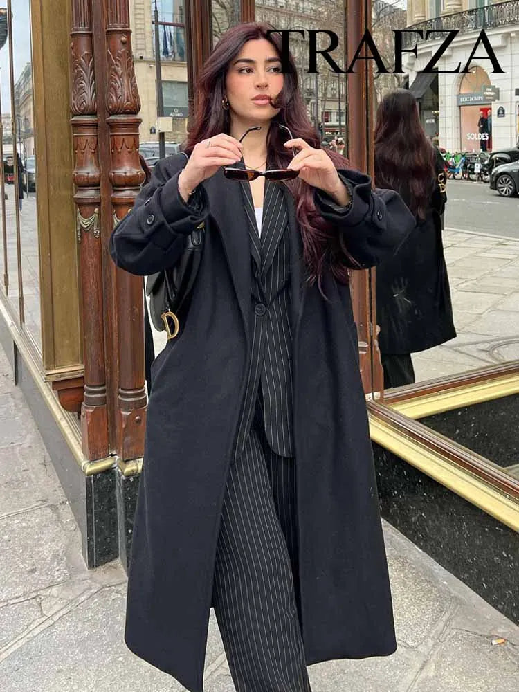 Oversized Double-Breasted Maxi Wool Coat