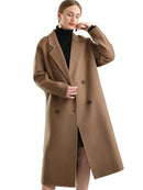 Classic Double-Breasted 100% Wool Long Coat