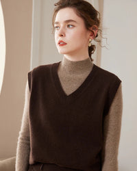 Simple Cashmere V-Neck Sleeveless Vest