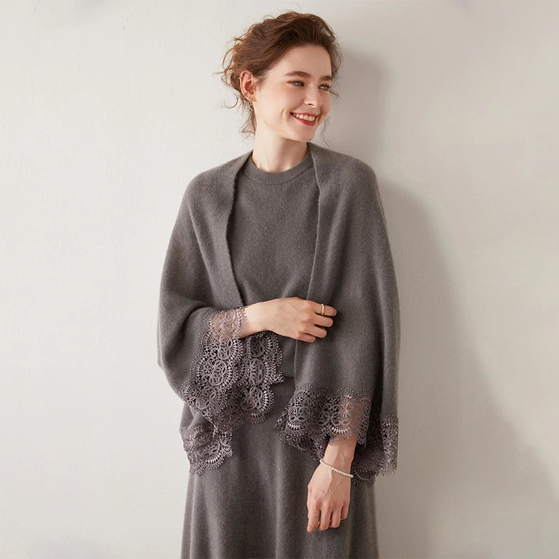 Solid Wool Cape Scarf