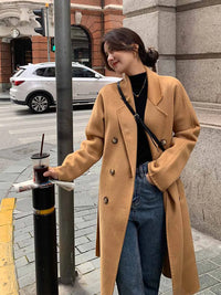 Double Breasted 100% Wool Long Coat