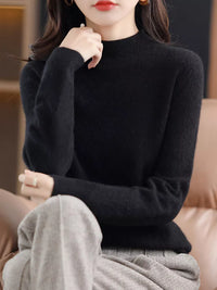 Basic Style Round Neck Wool Jumper