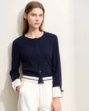 Wool Cropped Crew Neck Striped Sweater