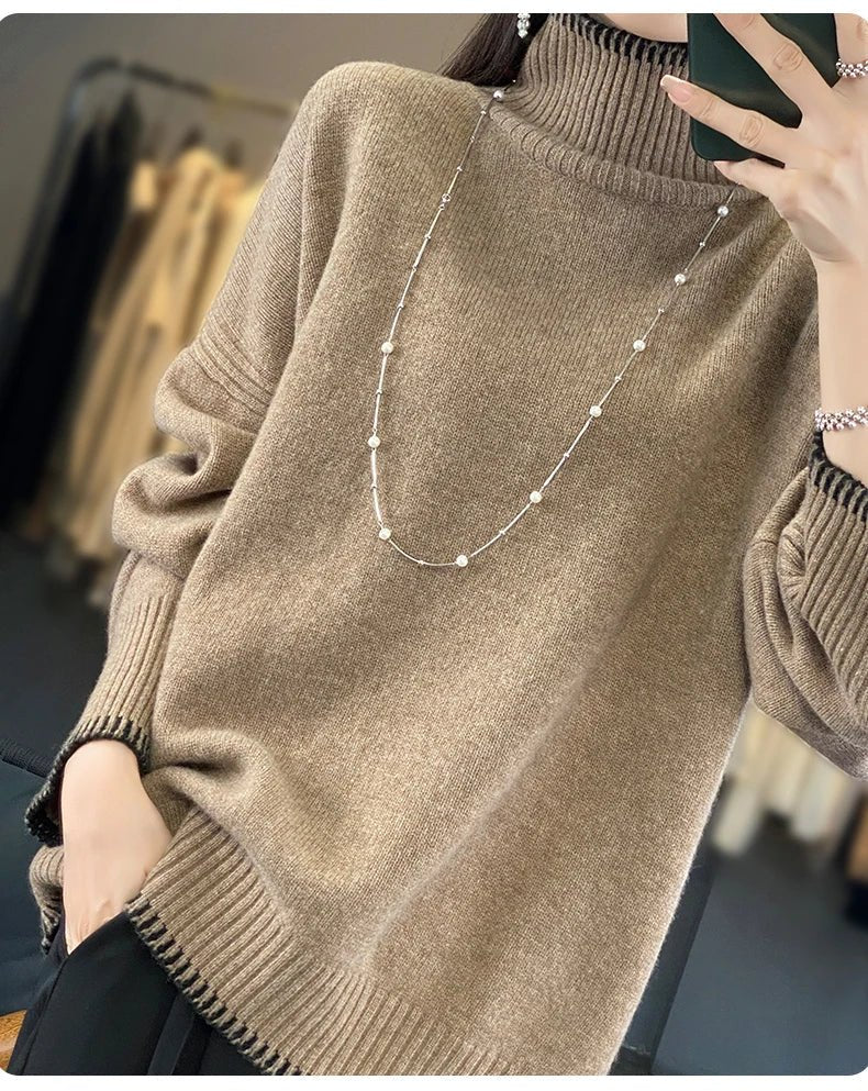 Oversized 100% Wool Turtleneck Sweater