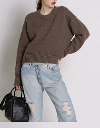 100% Cashmere Round Neck Cropped Sweater