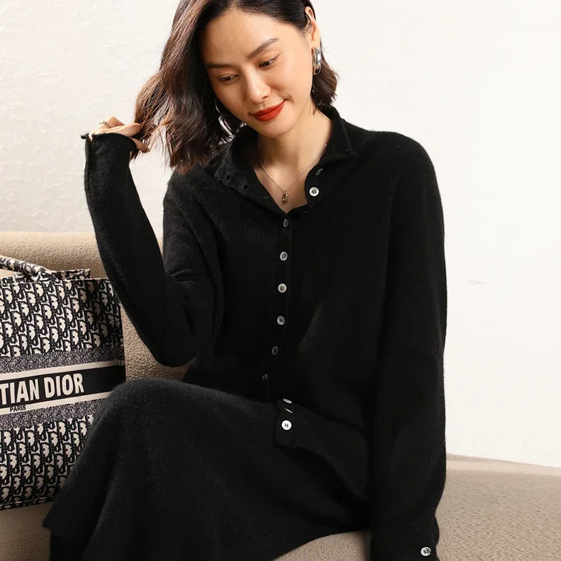 Cashmere Knitted Causal Stand-up Collar Cardigan