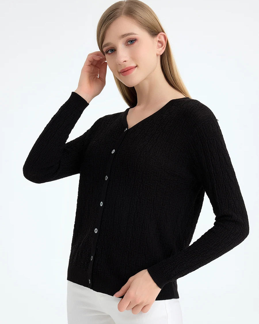 Soft Solid Color V-Neck Cardigan