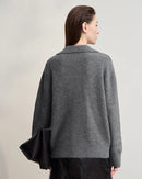 Solid Color Loose V-Neck Long-Sleeved Sweater