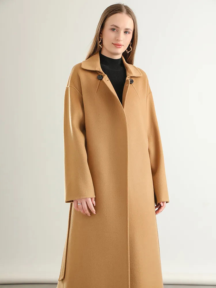 A-Line Pure Wool Belted Trench Coat