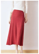 Wool Knitted High Waist A-Line Skirt