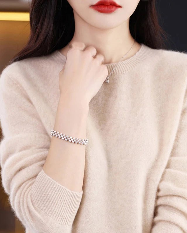 Wool Crew Neck Long-Sleeved Pullover Sweater