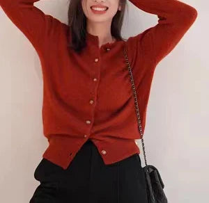 Crewneck 100% Cashmere Short Cardigan