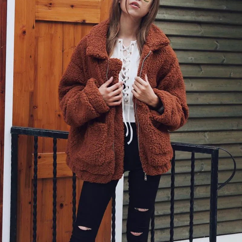 Teddy Fleece Faux Fur Jacket