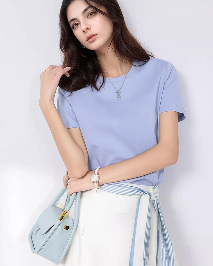 Women's Solid-Color Crew-Neck T-Shirt