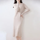 Round-Neck Long Sleeves Wool Dress