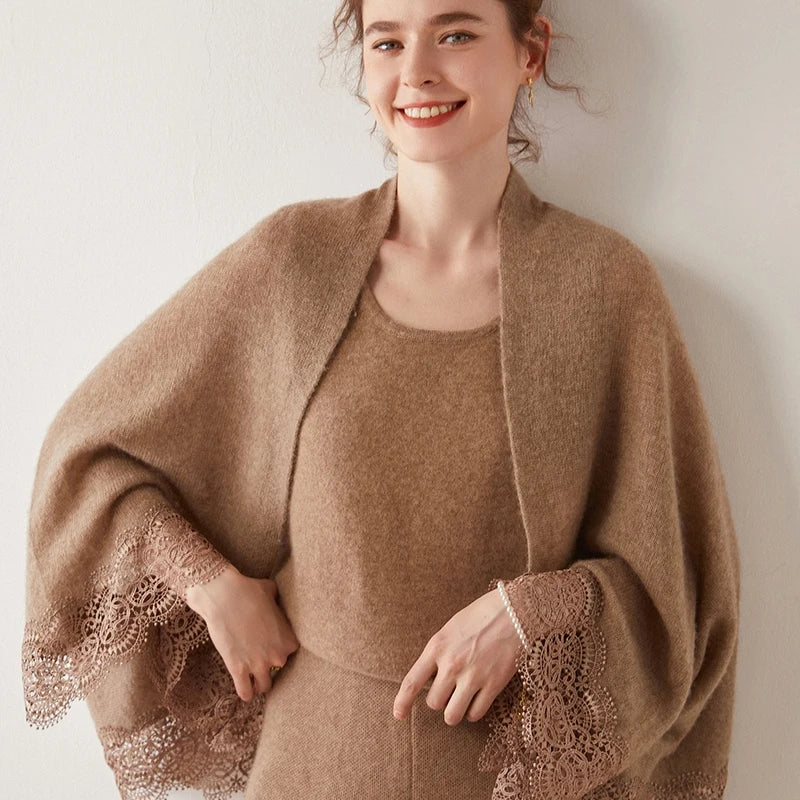 Solid Wool Cape Scarf