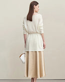 Stylish Round Neck Off-Shoulder Tie Sweater