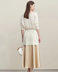 Stylish Round Neck Off-Shoulder Tie Sweater