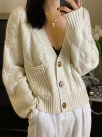 V-Neck Cashmere Knitted Cardigan