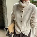High Neck Pure Wool Short Cardigan