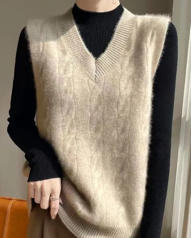 Stylish Loose V-Neck Knitted Vest