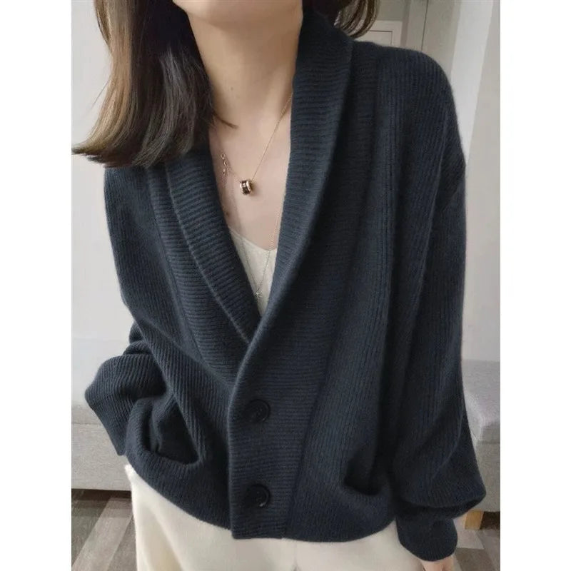 Shawl Collared 100% Cashmere Cardigan