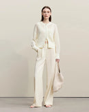 Casual Drop-Shoulder Sleeve Openwork Knit Sweater