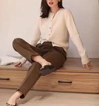 Crewneck 100% Cashmere Short Cardigan