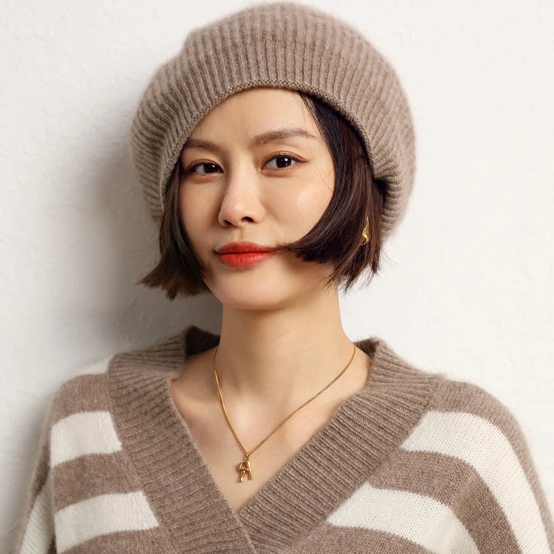 Pure Cashmere Knitted Beret