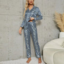 Long Sleeve Silky Shirt & Trousers Pyjamas Set