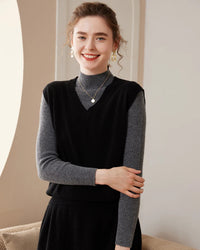 Simple Cashmere V-Neck Sleeveless Vest