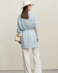 Stylish Round Neck Off-Shoulder Tie Sweater