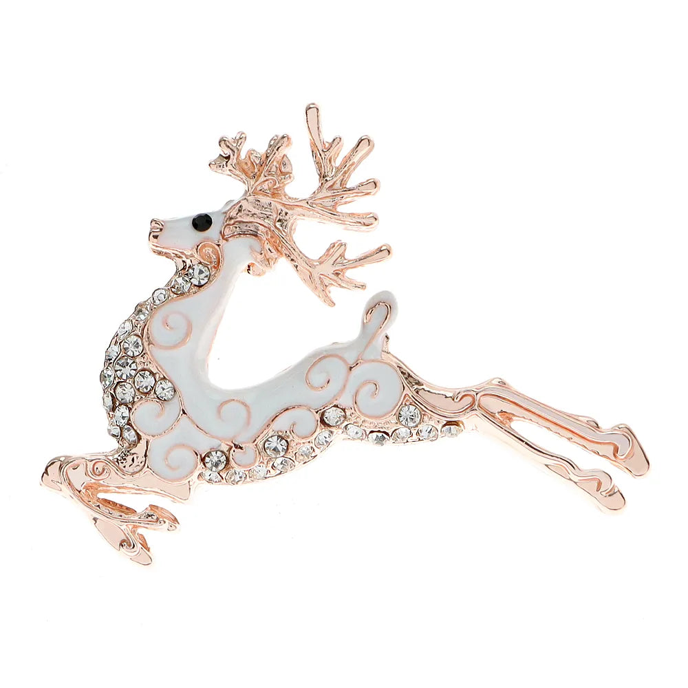 Running Deer Rhinestone Brooches