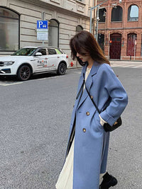 Double Breasted 100% Wool Long Coat