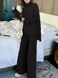 Oversized Turtleneck Sweater And Wide-Leg Trousers Set