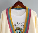 Colorful V-Neck Knitted Short Cardigan