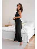 Sleeveless Crossed Back Vest & Loose Trousers Pajama Set