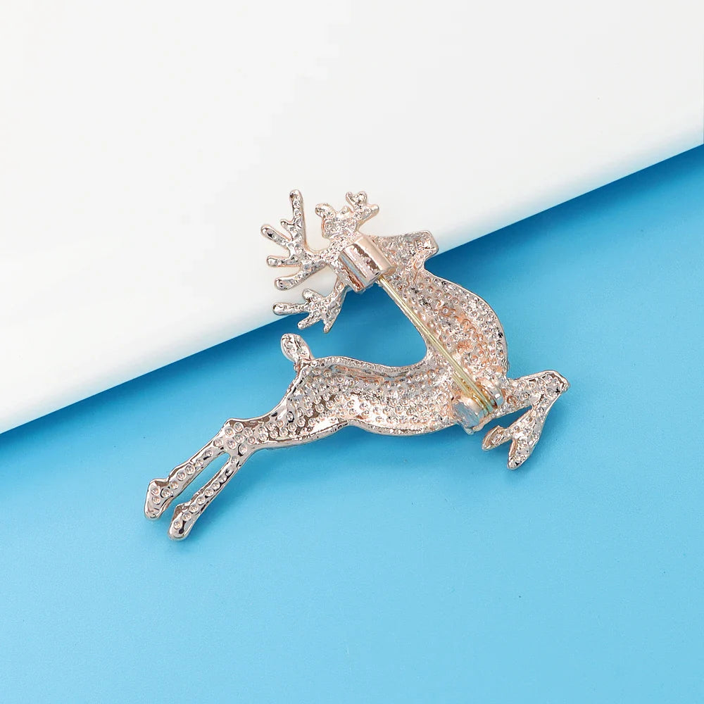 Running Deer Rhinestone Brooches