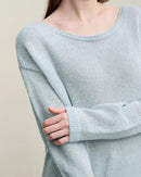 Stylish Round Neck Off-Shoulder Tie Sweater