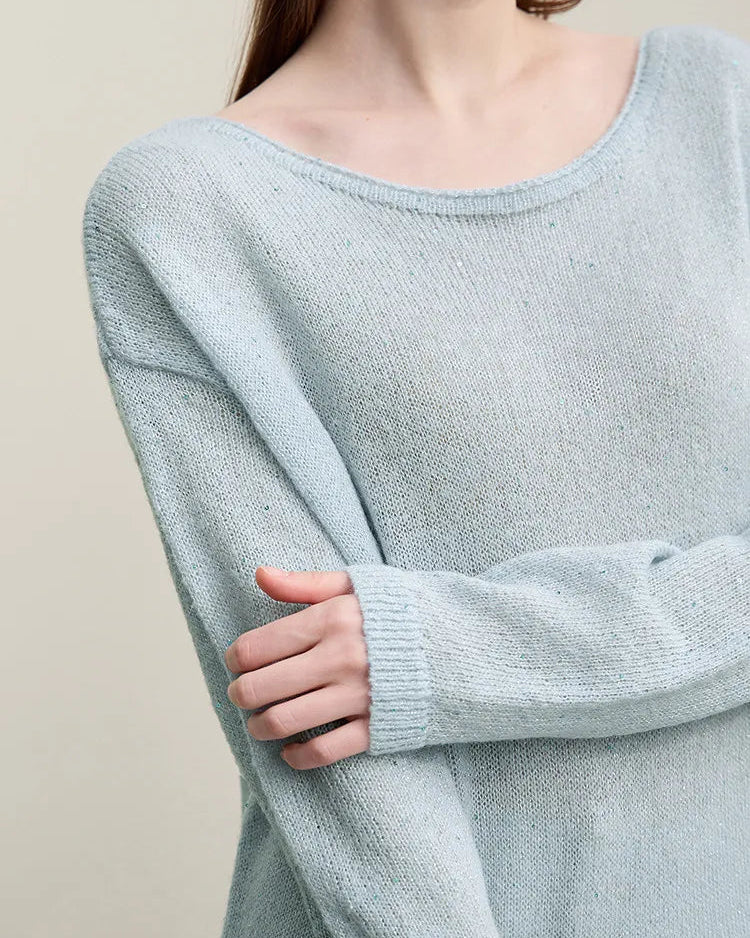 Stylish Round Neck Off-Shoulder Tie Sweater