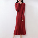 Round-Neck Long Sleeves Wool Dress