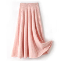 High Waisted Merino Wool Knitted A-Line Skirt